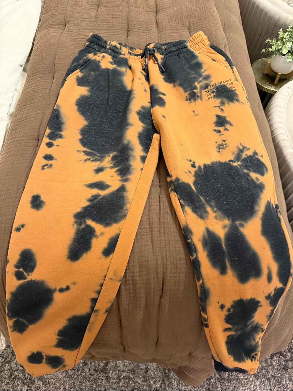 Tie-Dye Orange & Black Sweatpants